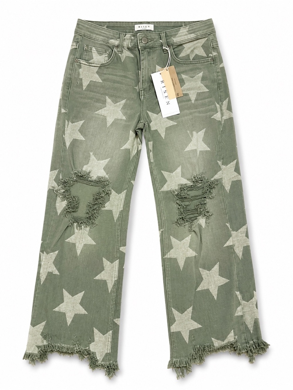 Risen Star Print Distressed Jeans – Size 11/30